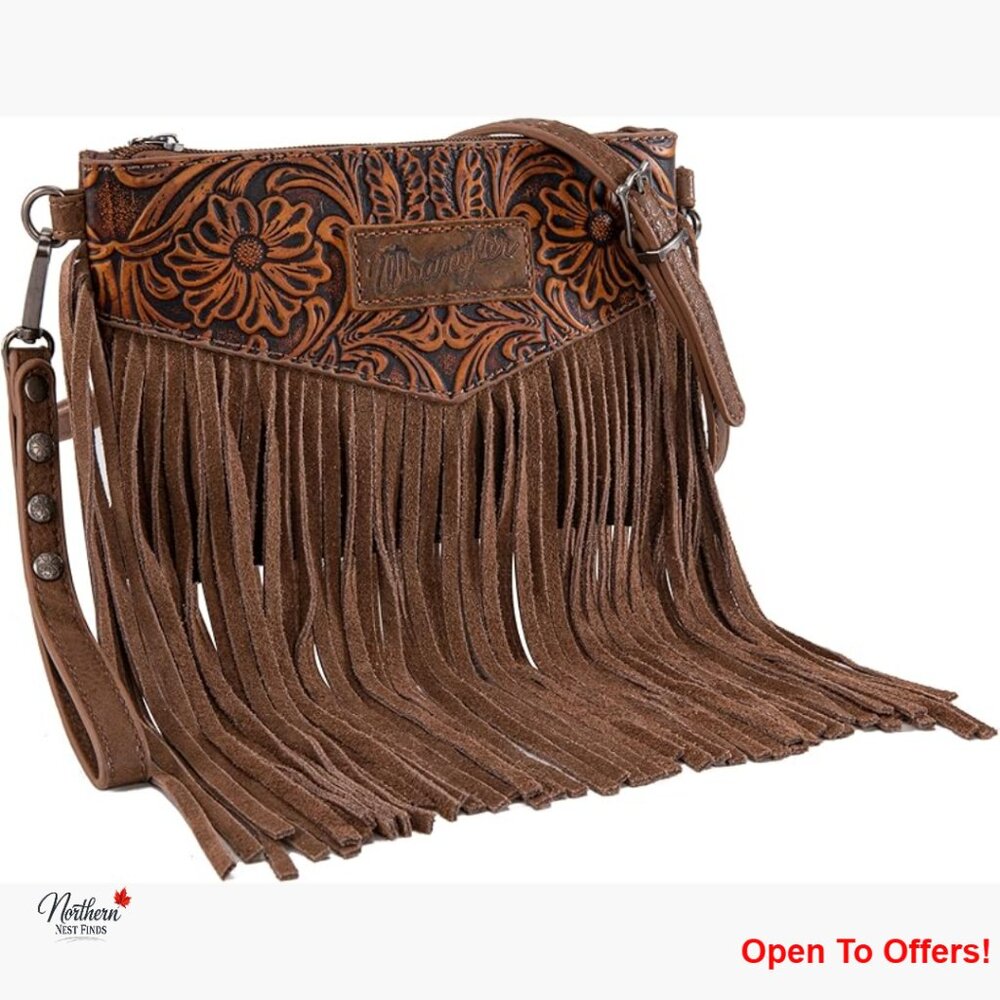 Faux Leather Crossbody Wristlet Purse with Adjustable Strap